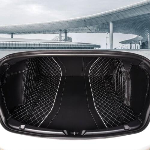 New Car Trunk Boot Mat For Tesla Model 3 Leather Pad Cushion Styling Auto Accessories 2016 2017 2018 2019 2020 2021 Black