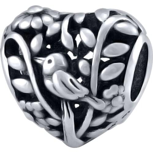 Heart Tree Birds Bead Charms Fit Pandora Beads Charm Bracelet For Women Making Fashion Jewelry SPB1304