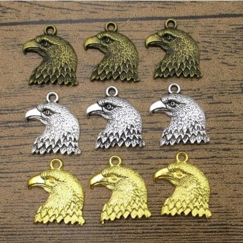 Eagle Head Charms 25PCS/Lot 21×18mm Great Detailed Bird Pendants Charm Bracelet 3 Colors Available-RS442