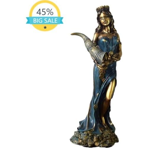 Blindfolded Fortuna Statue - Ancient Greek Roman Goddess of Fortune and Luck Sculpture in Premium Cold Cast Bronze
