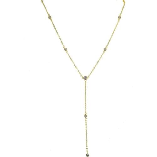 Drop Shipping Multi Layed Y Design Necklace Pendant Charm Clear CZ Paved Silver Color Delicate Choker Necklace For Women Jewelry