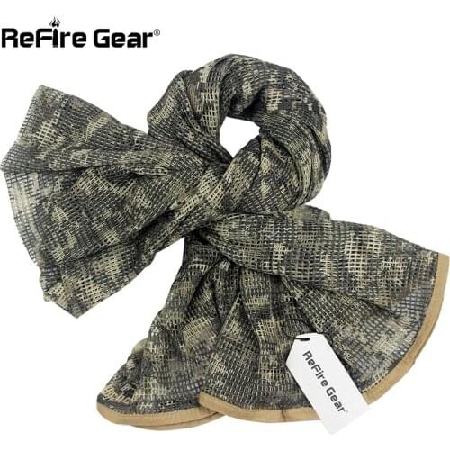 ReFire Gear Arab Military Tactical Mesh Scarf Men US Army Soldiers Combat Camouflage Scarves Conceal Camo Shawl Veil Scarf 190cm