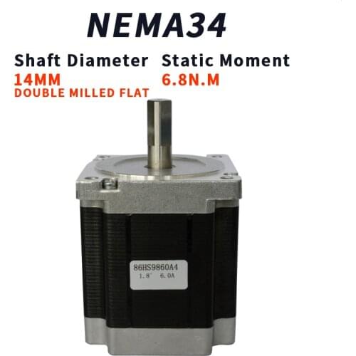 Nema34 86stepper motor axis diameter 14mm length 98mm torque 6.8N.m two-phase four-wire 1.8 degrees 6A hybrid motor