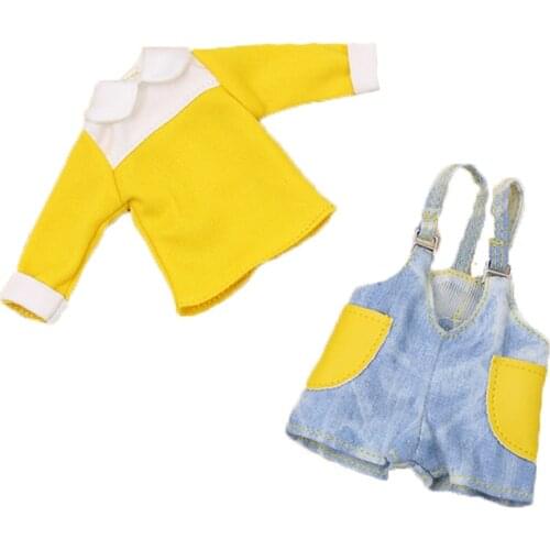 DBS Blyth icy 1/6 bjd yellow shirt strap suit doll girl gift toys licca