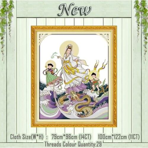 Songzi Kuan Yin home decor Chinese painting Counted printed on canvas DMC 14CT 11CT Cross Stitch Needlework kits Embroidery Sets