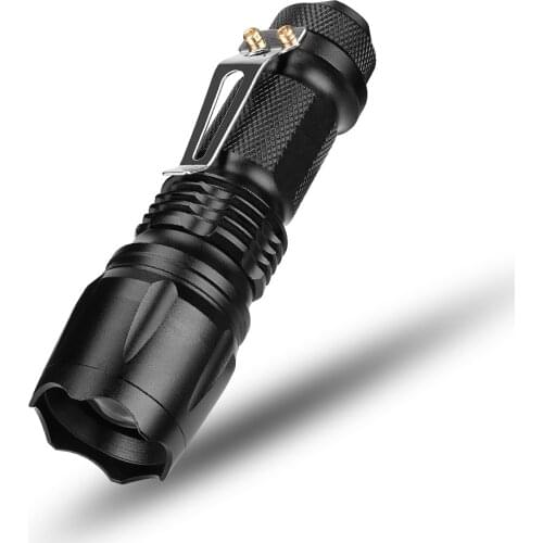 Q5 LED Flashlight Super Bright Waterproof Handheld Flashlights Torch Pocket Hunting Light With Clip By AA 14500 Battery