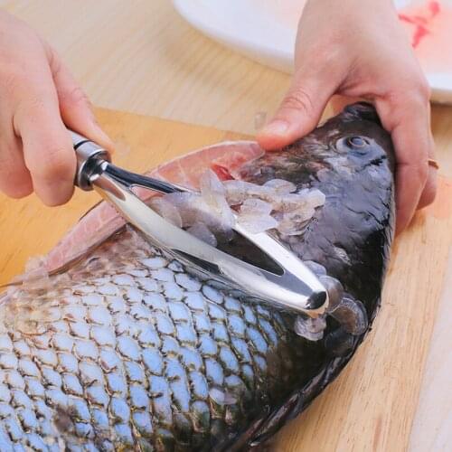 Fish Scales Scraper Fish Skin Graters Stainless Steel Fast Fish Scales Brush Peeler Remover Seafood Tool Kitchen Accessories