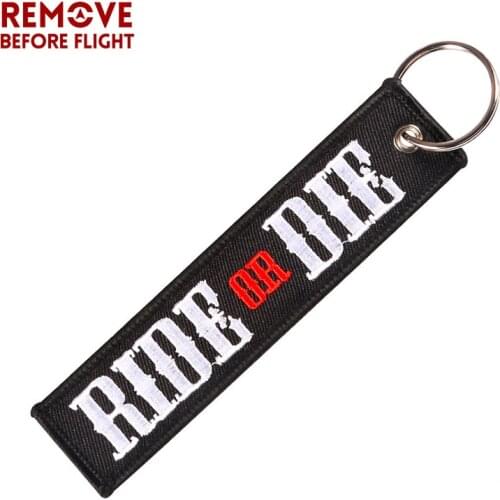 REMOVE BEFORE FLIGHT Motorcycles and Cars Key Chain Embroidery Ride or Die Key Tag Handbag KeyChain chaveiro para carro