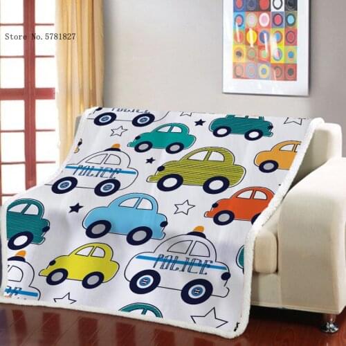 Car Sailboat Sherpa Blanket Motorcycle Bike Truck Weighted Blanket Cartoon Transportation Throw Blanket Home Custom Blanket