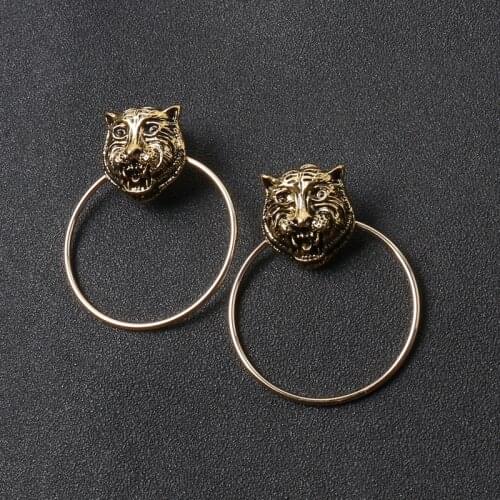 Vintage lion door knocker statement earrings for women exaggerated earrings 2019 kolczyki kupe