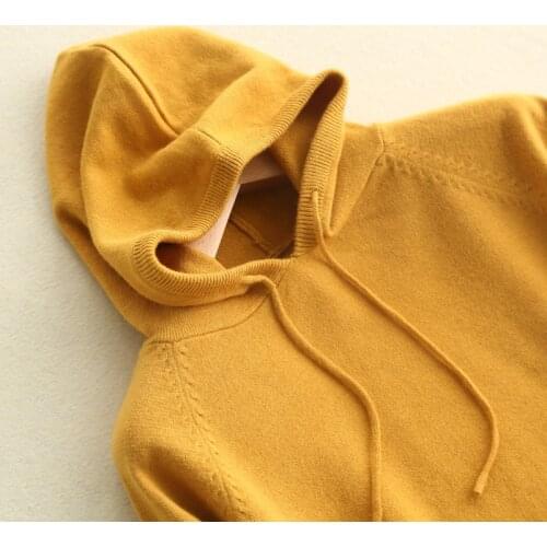 Plus Size Spring Autumn Korean Loose Hooded Sweatshirt Women Long Sleeve Pullover Hoodie Women Solid Slid Knitted Top Women