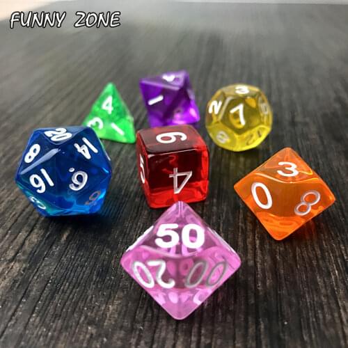 1 Set of 7 Sided Dice D4 D6 D8 D10 D12 D20 for Dnd Dados Rpg Crystal Polyhedral Color Dice