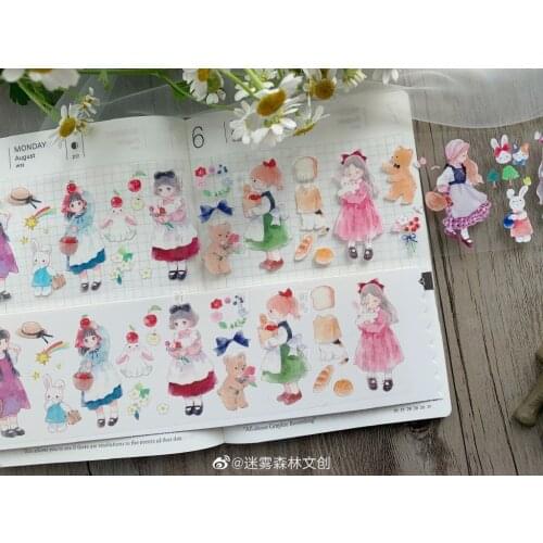 1 Loop Masking Tape Village Fog Forest Bright Pet Hand Paper Tape Packaging Little Sister Collage