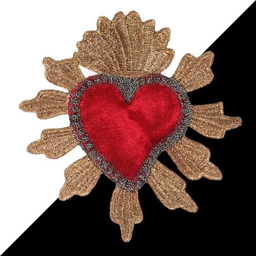 1Piece Red Love Heart Embroidery Sew On Patches For Clothes Jacket Applique DIY Accessory,XBT64