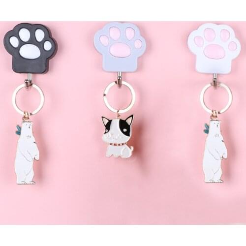 1pcs Cat-Paw Shape Wall Mount Hangers Key Holder Self Adhesive Hook Coat Clothes Hanger Towel Holder Home Organizer Hooks
