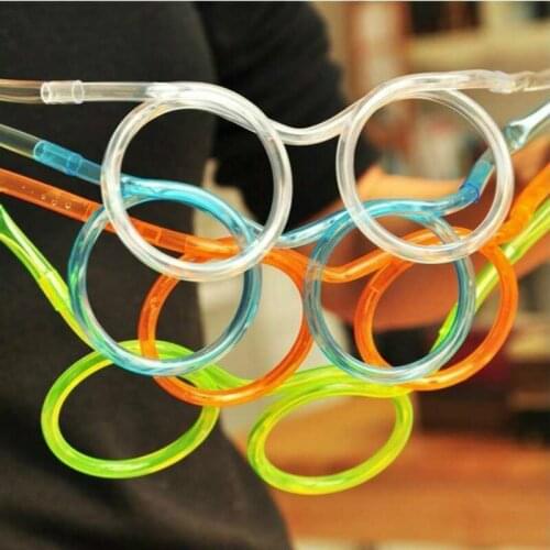 1pcs Funny Soft Plastic Glasses Straw Unique Flexible Drinking Tube Kids Party Bar Accessories Beer Colorful Homebrew Kawaii