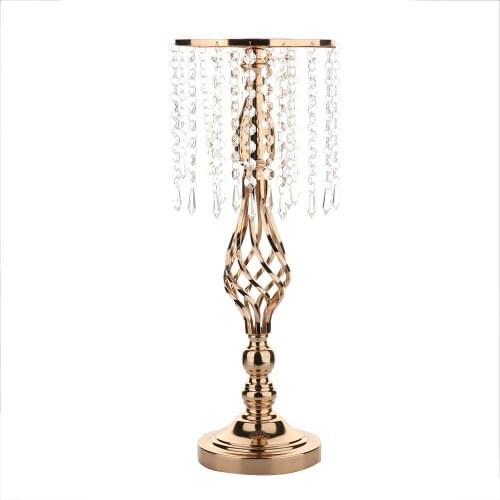 10PCS Crystal Candle Holder Stand with Acrylic Chains Wedding Table Centerpiece Flower Stand Chandelier Gold Vase for Reception