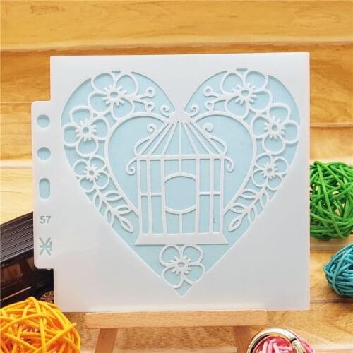 13x14cm Flowers cage Scrapbook Stencils Spray Plastic Mold Shield DIY Cake Hollow Embellishment Printing Lace Ruler Valentine