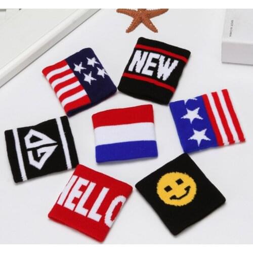 2Pcs/Pair Adult Kids Running Sports Sweatband Hip-Hop Letters Colored Striped Dancing Wrist Support Brace Wraps Guards