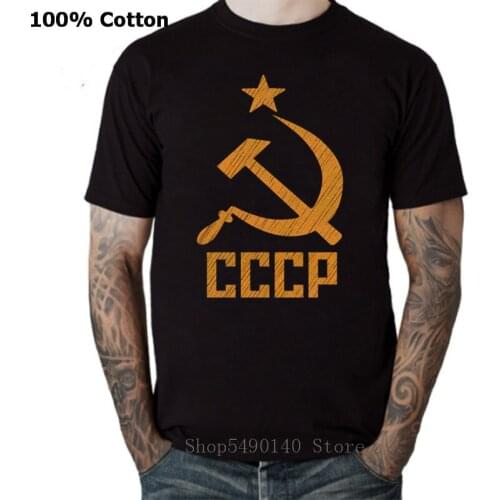 2019 Russia Symbol Soviet Union USSR CCCP Flag Hammer and Sickle Communist Communism Capitalism Nation T-Shirts Men Tshirt Homme
