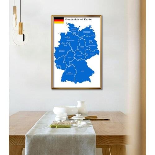 42*59cm Political Map of The Germany In German Small Poster Canvas Painting Travel School Supplies Home Decoration