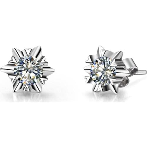 585T Snowflake Stud Earrings 0.6CT/Piece Brand Earrings Moissanite Stud Jewelry Women Engagement Moissanite Earrings 585 Gold