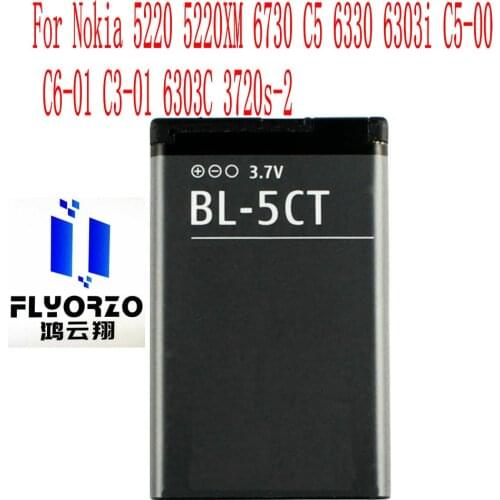 Brand new High Quality 1050mAh BL-5CT Battery For Nokia 5220 5220XM 6730 C5 6330 6303i C5-00 C6-01 C3-01 6303C 3720 Mobile Phone