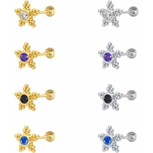 Aide 1PCS 925 Sterling Silver Star Black Diamond Earrings For Women Stud Earring Ear Piercing Pendientes Gift 2021 Trend Vintage