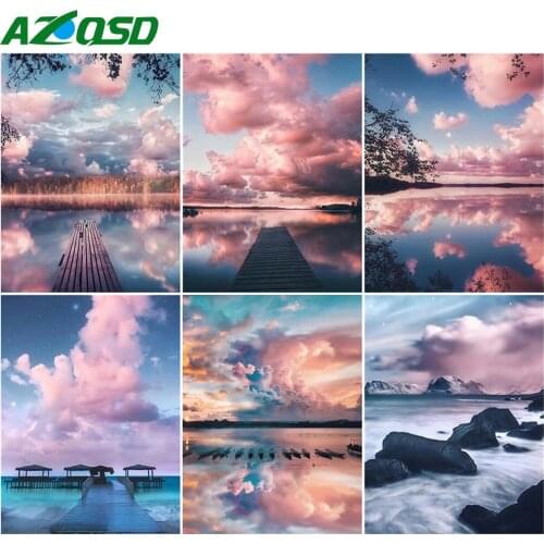 AZQSD Diamond Mosaic Sky Cross Stitch Kits Full Square Drill 5D Diamond Painting New Arrivals Landscape Decor For Home