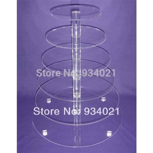 Free Shipping 6 Tier Round Acrylic Cake Stand For Wedding Perspex Cupcake Display Stand party decoration