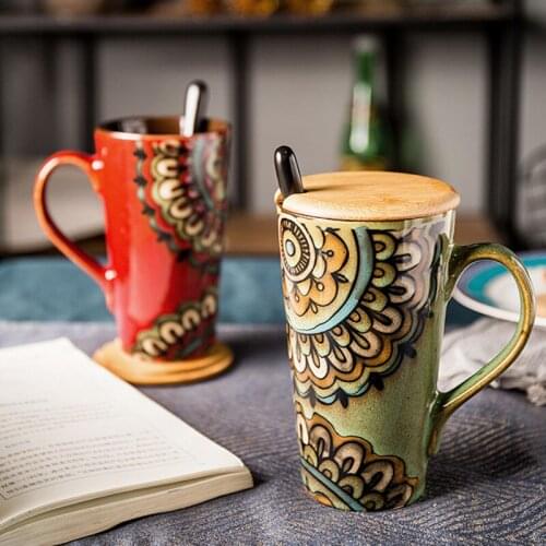 Large Hand Painted Mug Creative Personalized Ceramica Color Unique Mug Funny Kubki Do Kawy I Herbaty Kitchen Drinkware DB60MK