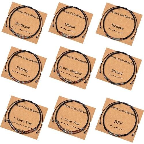 Morse Code Bracelets for Women Gifts for Sister Best Friend Inspirational Jewelry Adjustable Silk Beaded Wrap Bracelet