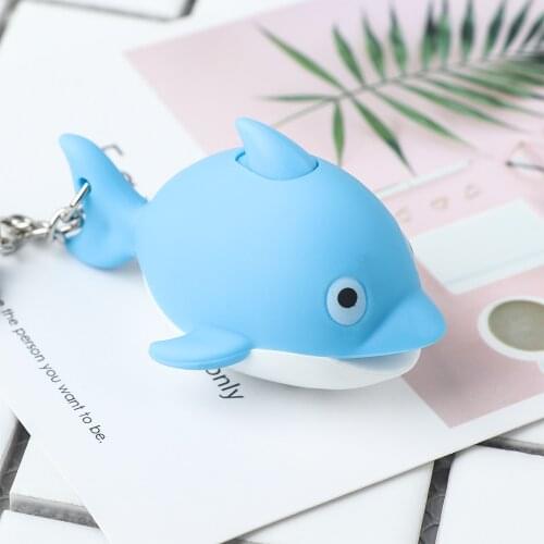 Cute Blue Dolphin LED Light Sounding Keychain Animal Pendant With Sound Flashlight Key Ring Children Gift Accessories Wholesale