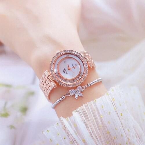 Elegant Watches Woman 2021 Famous Brand Dress Rose Gold Ladies Watches Diamond Female Wristwatch Montre Femme 2021