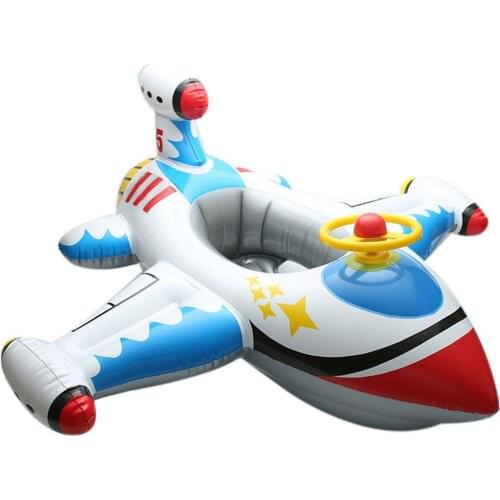 Children Swimming Ring Children Big Airplane Swimming Ring With Steering Wheel Seat Thick Padded Boat Inflatable Swimming Ring