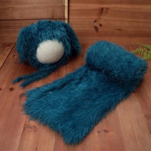 Baby Boy Wrap Photography Props Vintage Newborn Swaddle Knit Blanket Crochet Animal Hat Photo Props Posing Fabric Newborn Bonnet