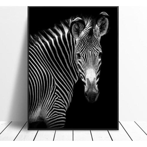 Black and white Zebra Canvas Painting Art Print Poster Picture Wall Modern Minimalist Bedroom Living Room Decoration