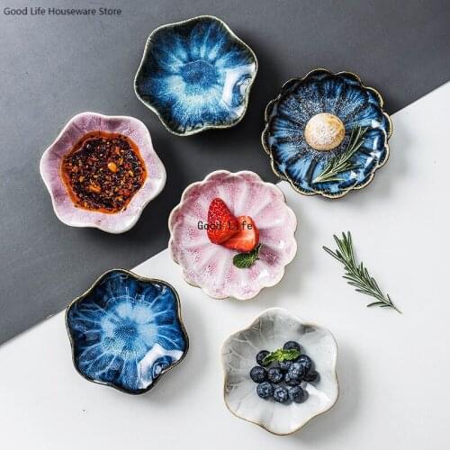 Japanese-style Ins Petal Ceramic Side Dish Irregular Seasoning Vinegar Dish Household Mustard Seasoning Small Sauce Dish