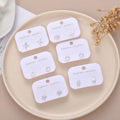 1Pairs Women Mini Earrings Set Fashion Girl Small Jewelry Crystal Stud Earring Sets Lady Jewelry Gift
