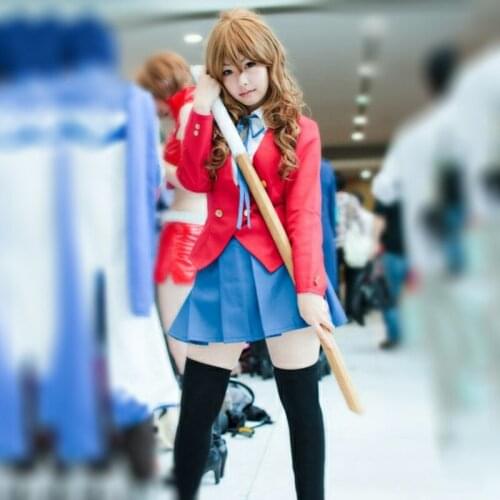 Anime Dragon X Tiger Toradora Aisaka Taiga Cosplay Costume School Uniform Costume Coat + Shirt + Skirt + Tie Girls Set