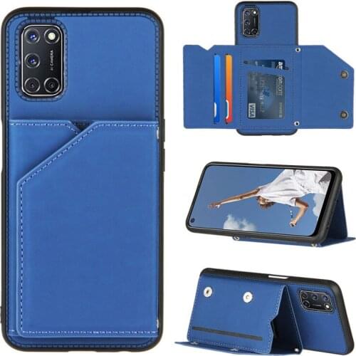 Luxury Leather Card Slots wallet cover Case For Oppo A52 A72 Phone flip Button Silicon back Cover For OPPO A92 A11 A32 2020 Case