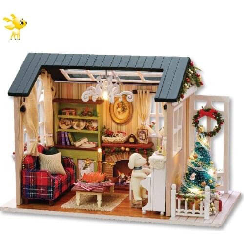 Handmade Furniture Doll House Diy Miniature House 3D Wooden Miniaturas Dollhouse Toys Christmas House And Birthday Gift Z009