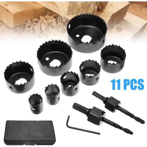 11Pcs/Set Hole Saw Drill Bit Cutter Cutting Set Wood Carbon Steel Drilling Kit Opener Carpentry Tools Hole saw For Woodworking