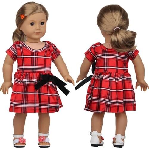 2021 New Clothes Western Style Plaid Princess Skirt Fit 18 Inch American&43cm Baby New Born Doll Clothes Accessories
