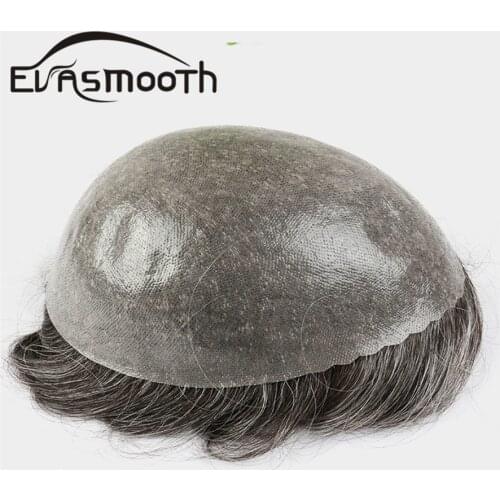 New Men Toupee Natural Human Hair 0.12mm Skin Base Men Wig with Scalloped Front Double Knot Men Hair Pieces Replacement system