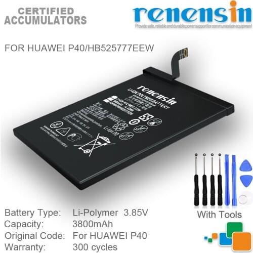 Renensin 3.85V 3800mAh HB525777EEW battery For Huawei P40 ANA-LX4 ANA-L04 with tools