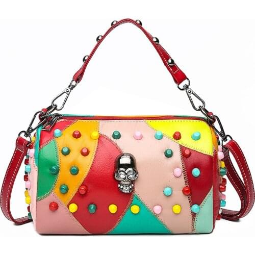 Luxury Handbags Leather Women Bags Rivet crossbody bags for women 2020 Fashion Skull Messenger Shoulder bag torebki damskie