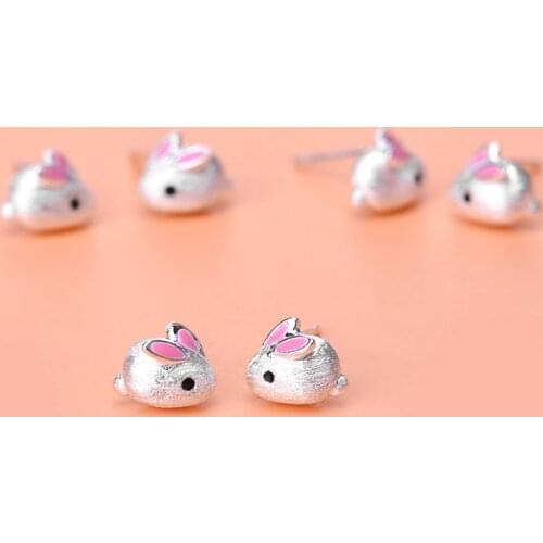 S925 Tremella Earrings Sweet Cute Simple Wild Earring Bunny Earrings Jewelry Student