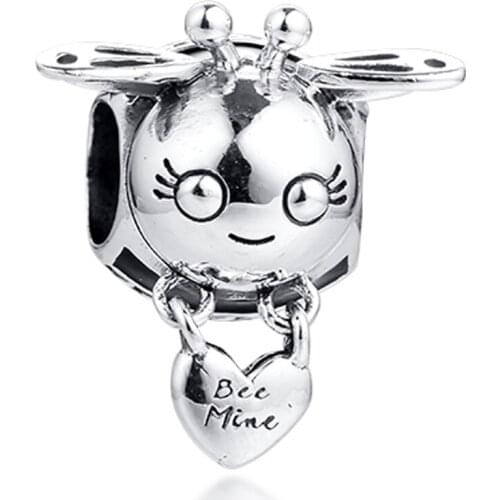 QANDOCCI Charms fits for Necklaces Bracelets Bee Mine Beads 100% 925 Sterling-Silver-Jewelry Free Shipping