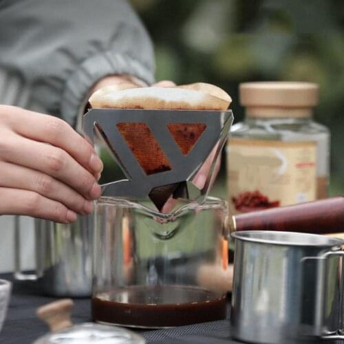 Pouring Coffee Filter Foldable Portable Stainless Steel Travel Rack Funnel Tool